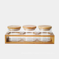 Wholesales 50ml 80ml 100ml 120ml 150ml empty mini high quality clear glass spice storage jar with bamboo cork lid Storage-138S